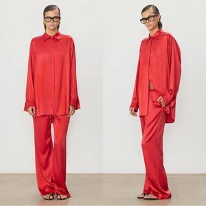 NWT $525 ETERNE BRODY SILK PANT in Rouge